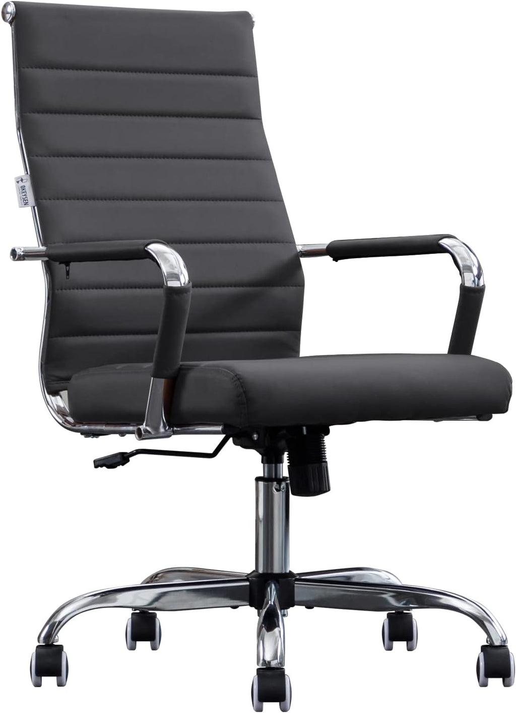 Ribbed Leather High‑Back Office Chair