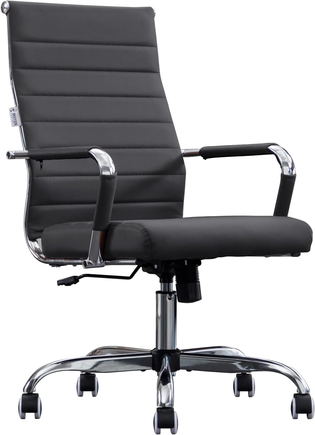 Ribbed Leather High‑Back Office Chair