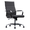 Ribbed Leather High‑Back Office Chair