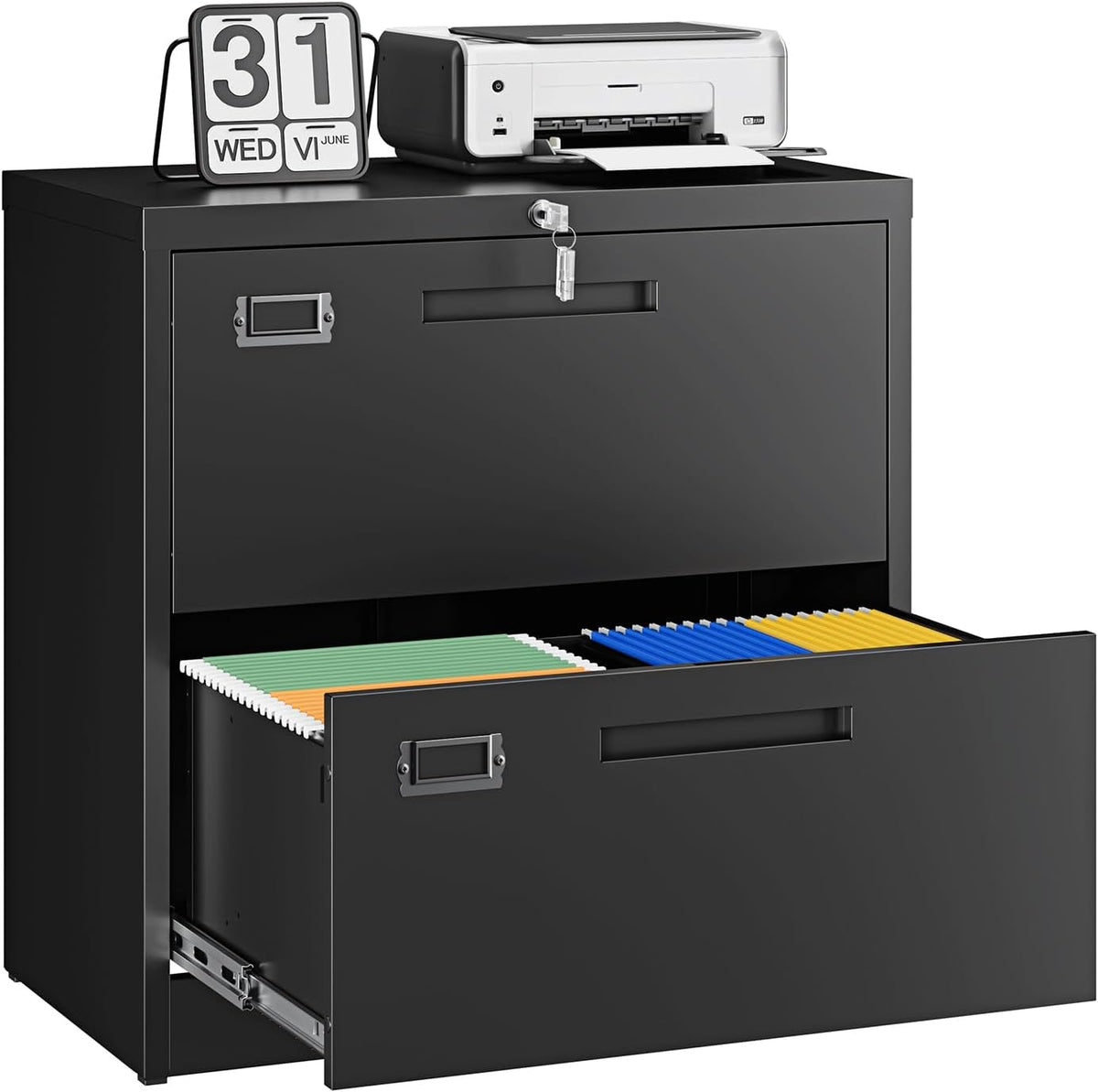 Lockable Metal 2‑Drawer Office File Cabinet
