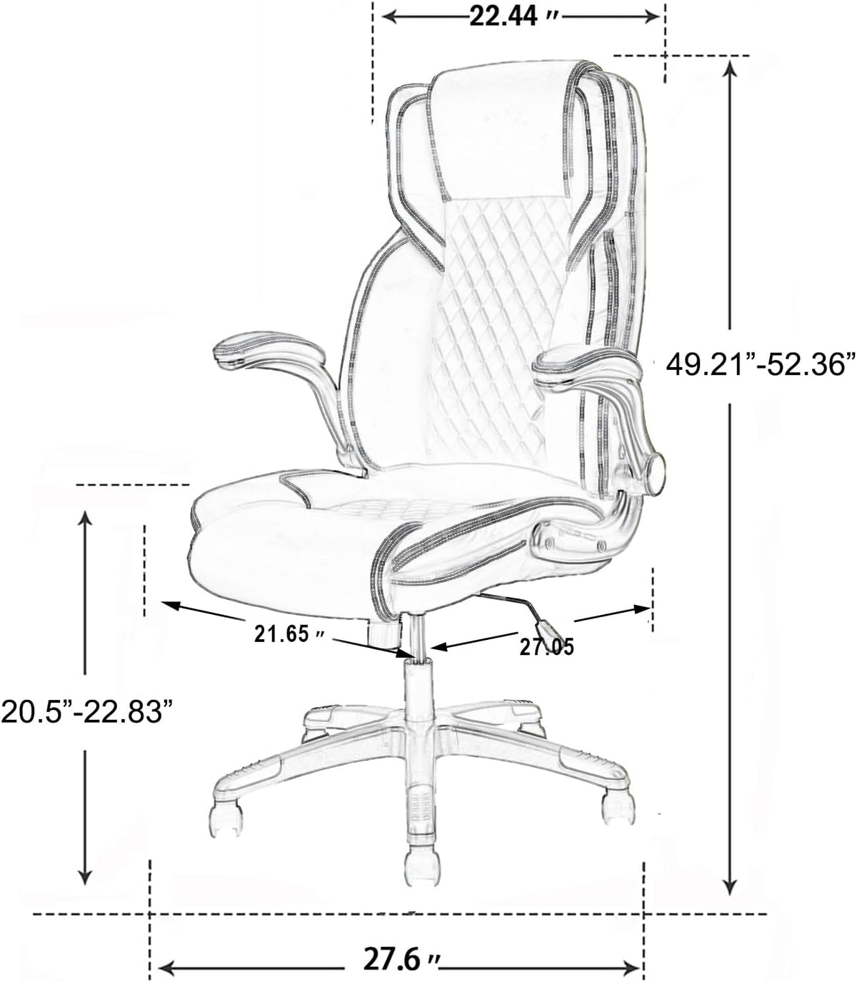 Brown Leather Executive Office Chair Flip‑Up Arms