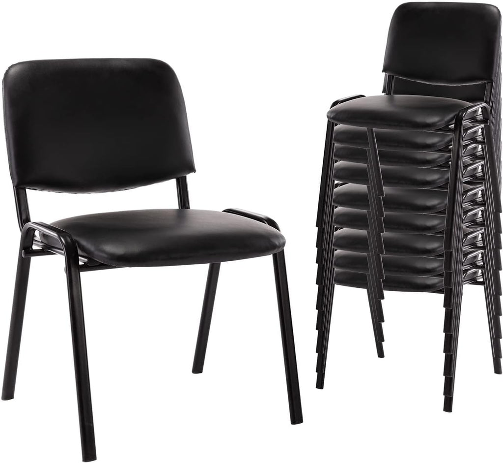 Stackable Faux‑Leather Office Guest Chairs