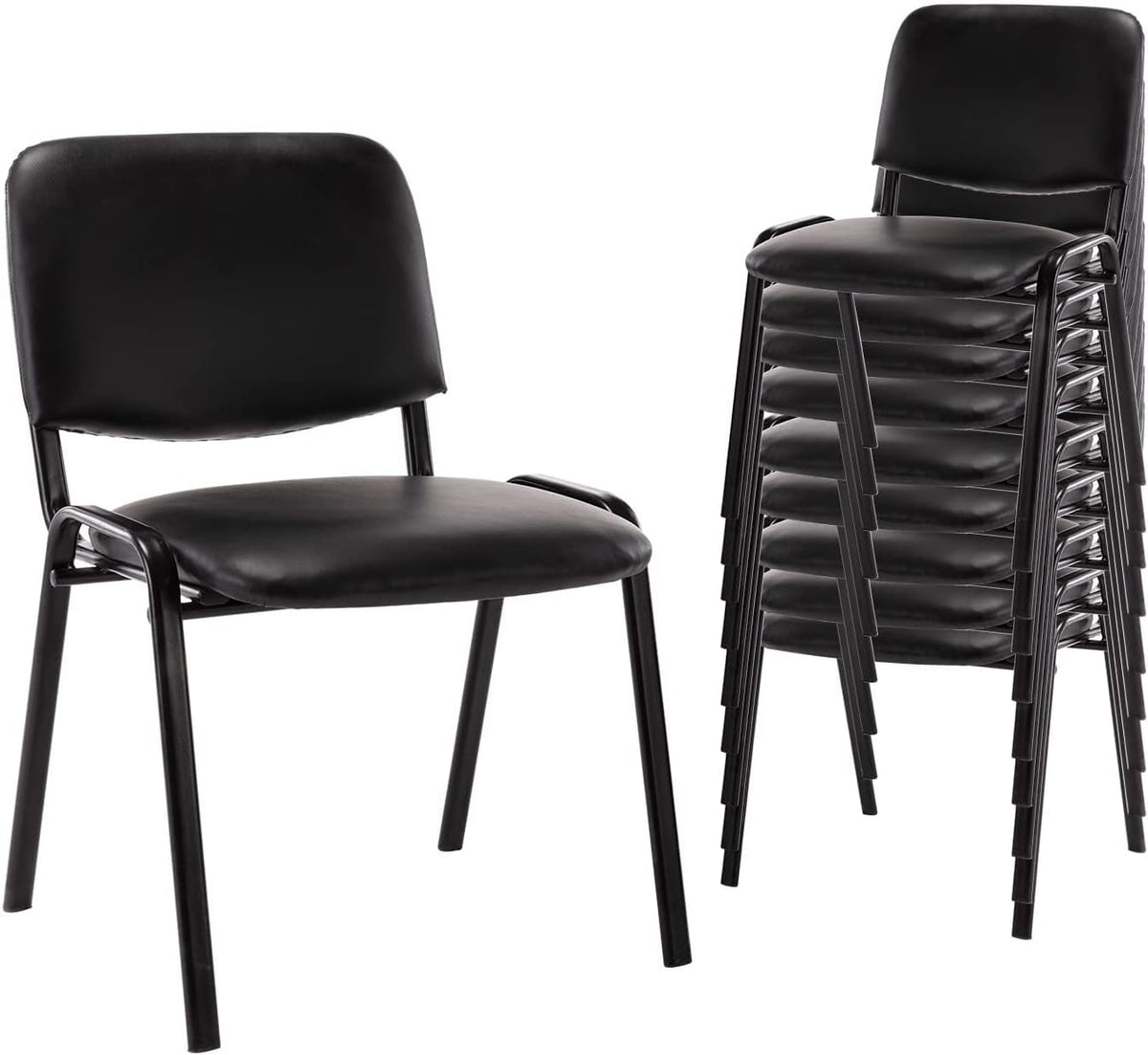 Stackable Faux‑Leather Office Guest Chairs