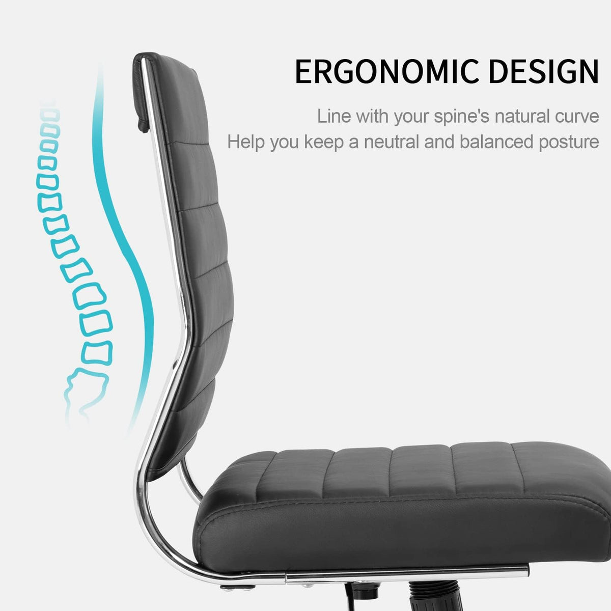 Armless Leather Ergonomic Office Chair