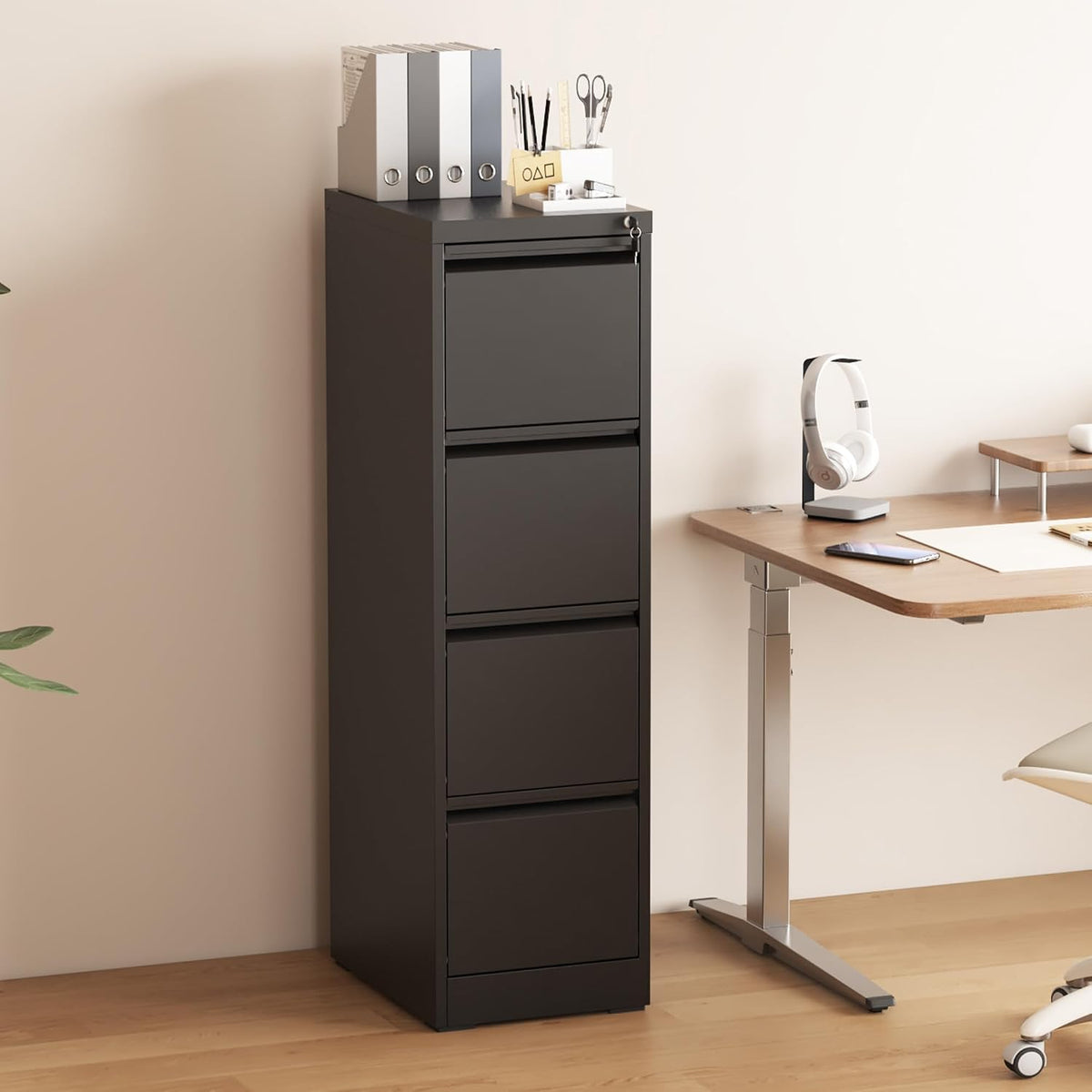 Lockable 4‑Drawer Metal File Cabinet