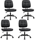 Armless Leather Swivel Office Chair Set