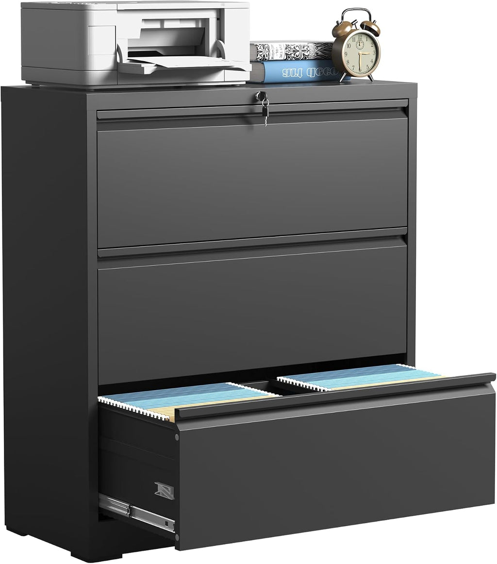 Lockable 3‑Drawer Metal File Cabinet