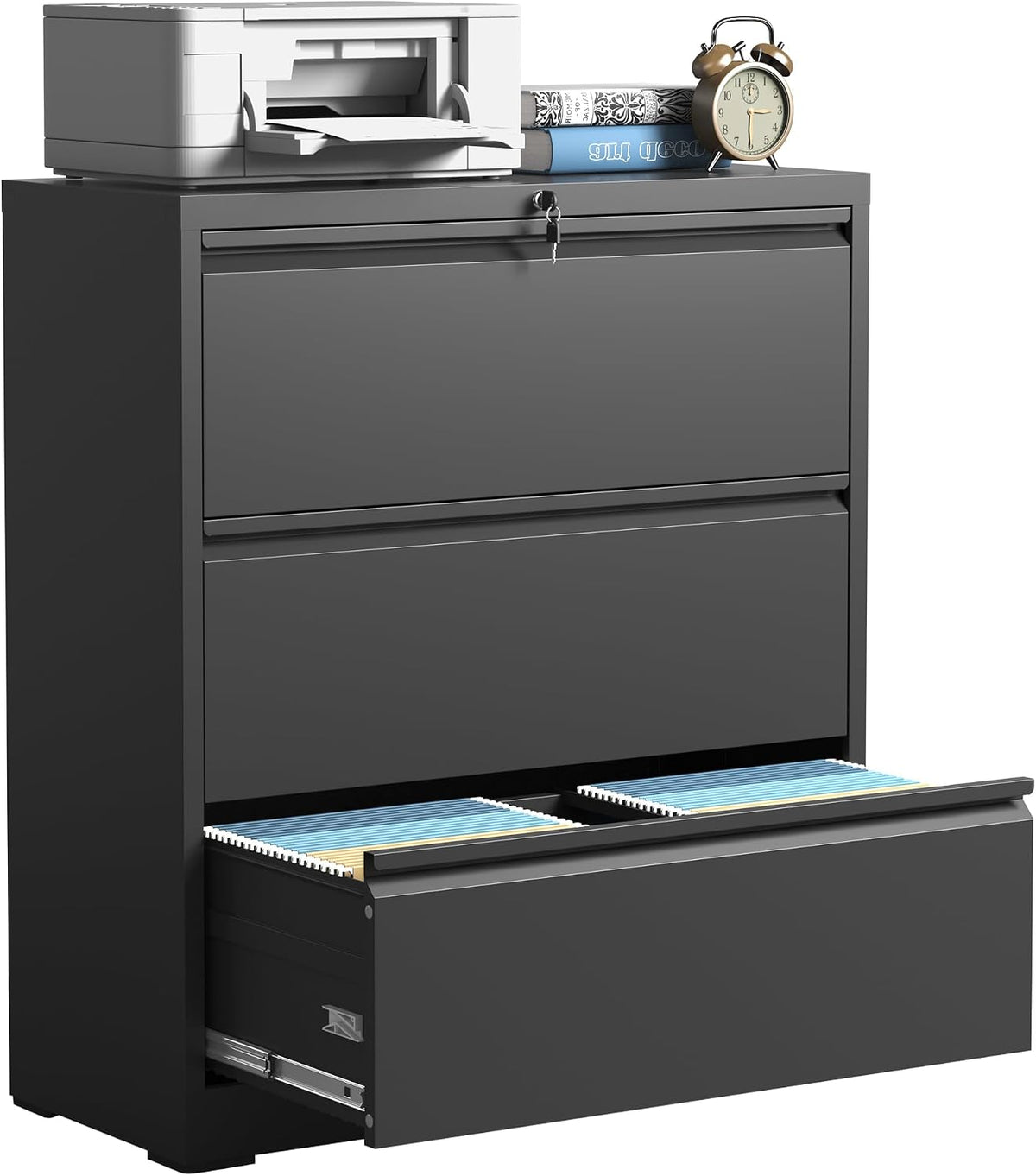 Lockable 3‑Drawer Metal File Cabinet