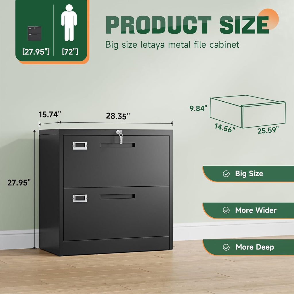 Lockable Metal 2‑Drawer Office File Cabinet