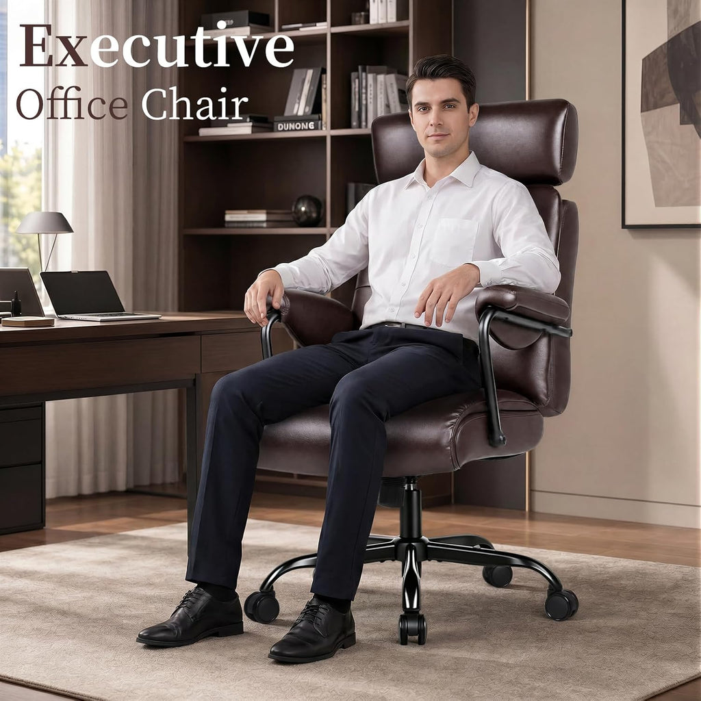 High‑Back Leather Ergonomic Office Chair