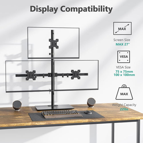 Adjustable Triple Screen Monitor Desk Mount