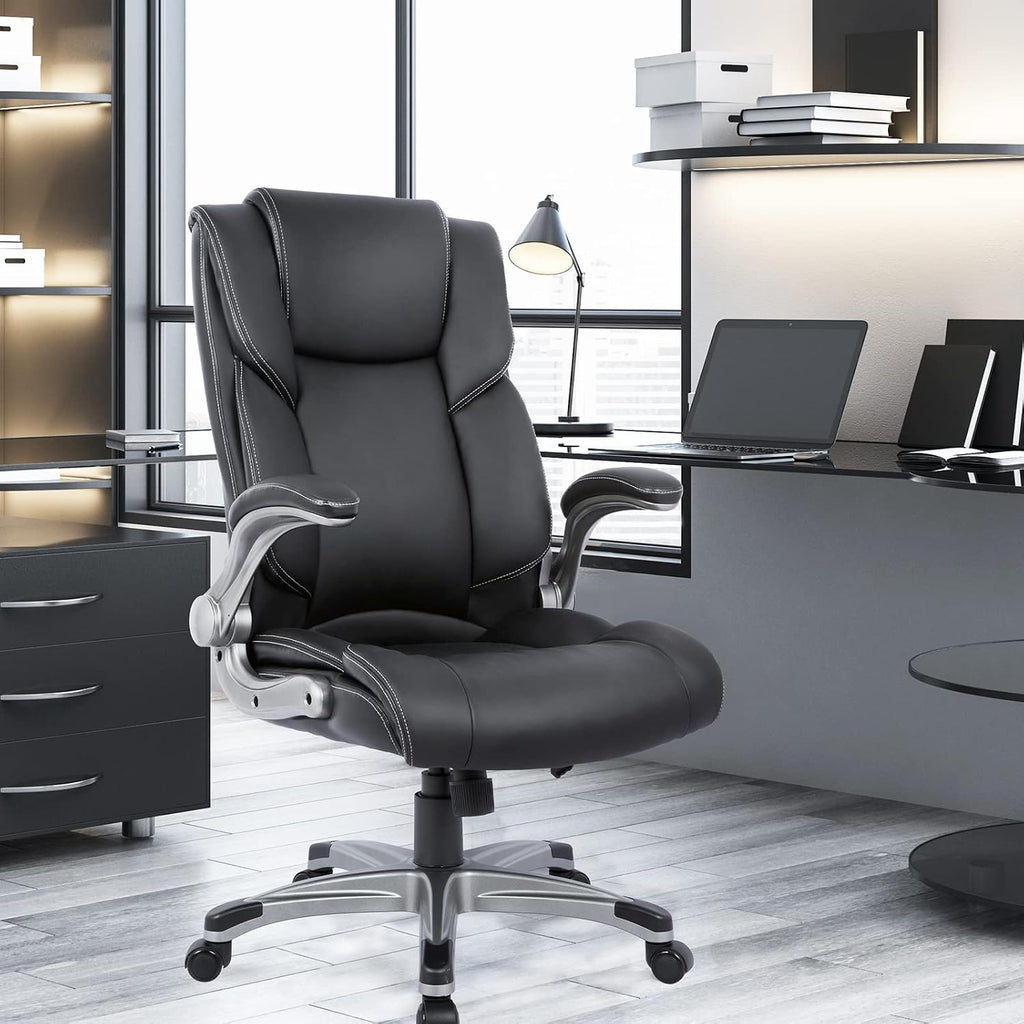 High‑Back Leather Ergonomic Swivel Office Chair