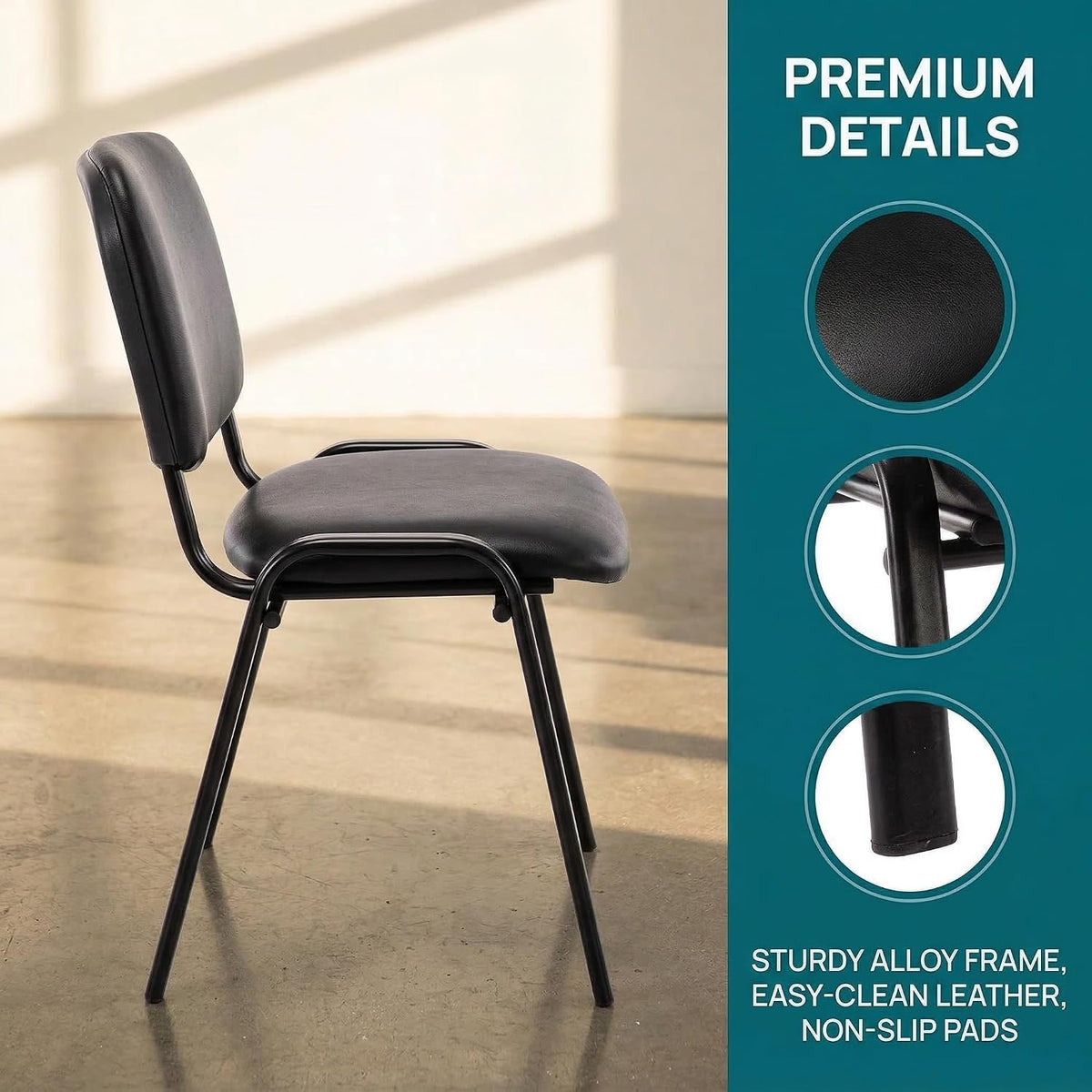 Stackable Faux‑Leather Office Guest Chairs