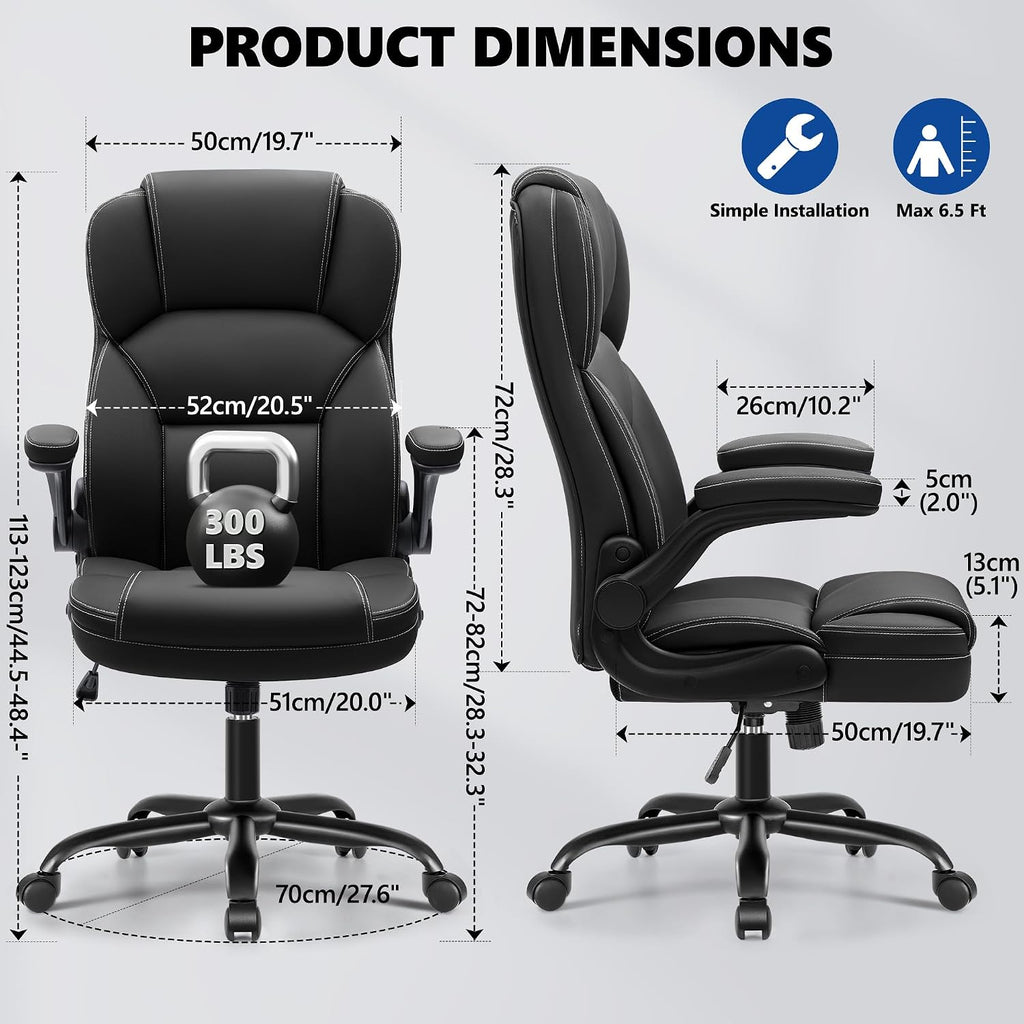 PU Leather Office Chair With Flip‑Up Armrests