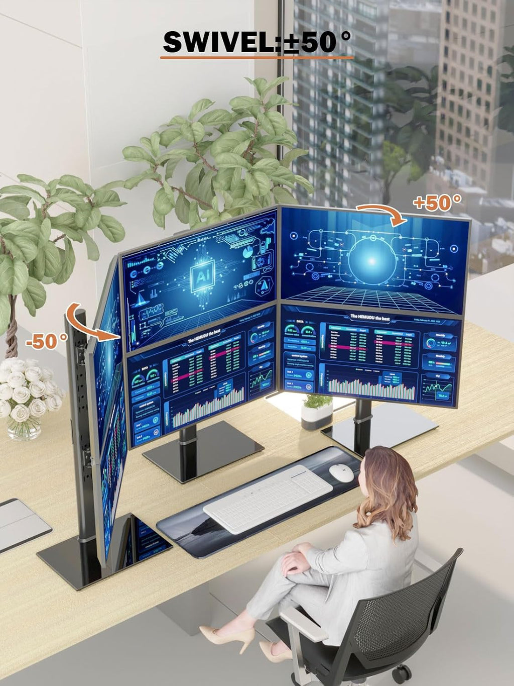 Vertical Dual Adjustable Monitor Stand