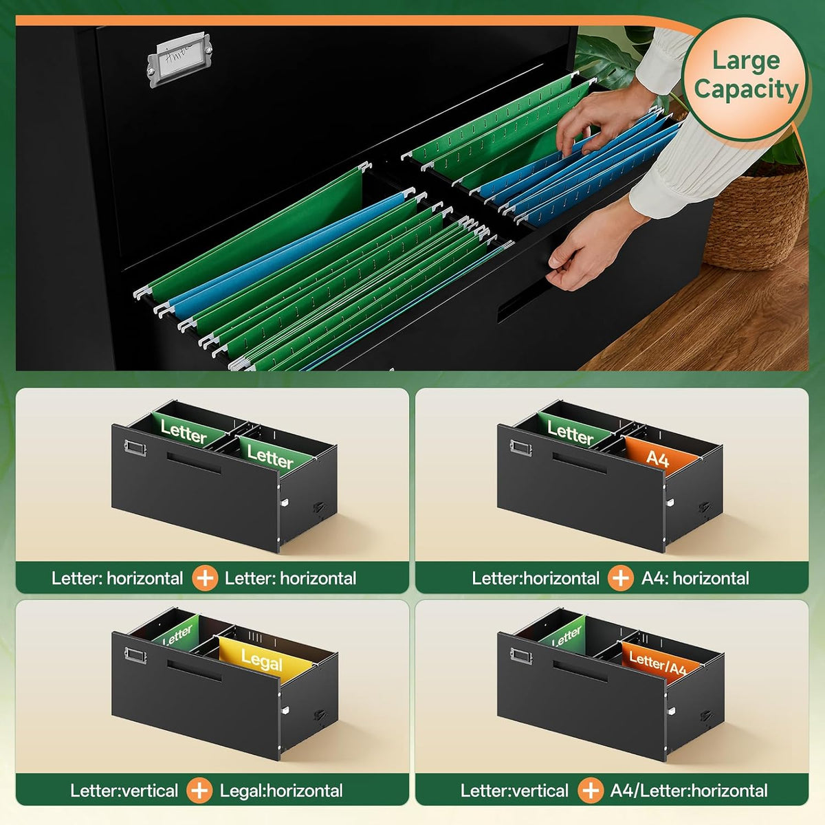 Lockable Metal 2‑Drawer Office File Cabinet
