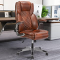 Brown Leather Executive Office Chair Flip‑Up Arms