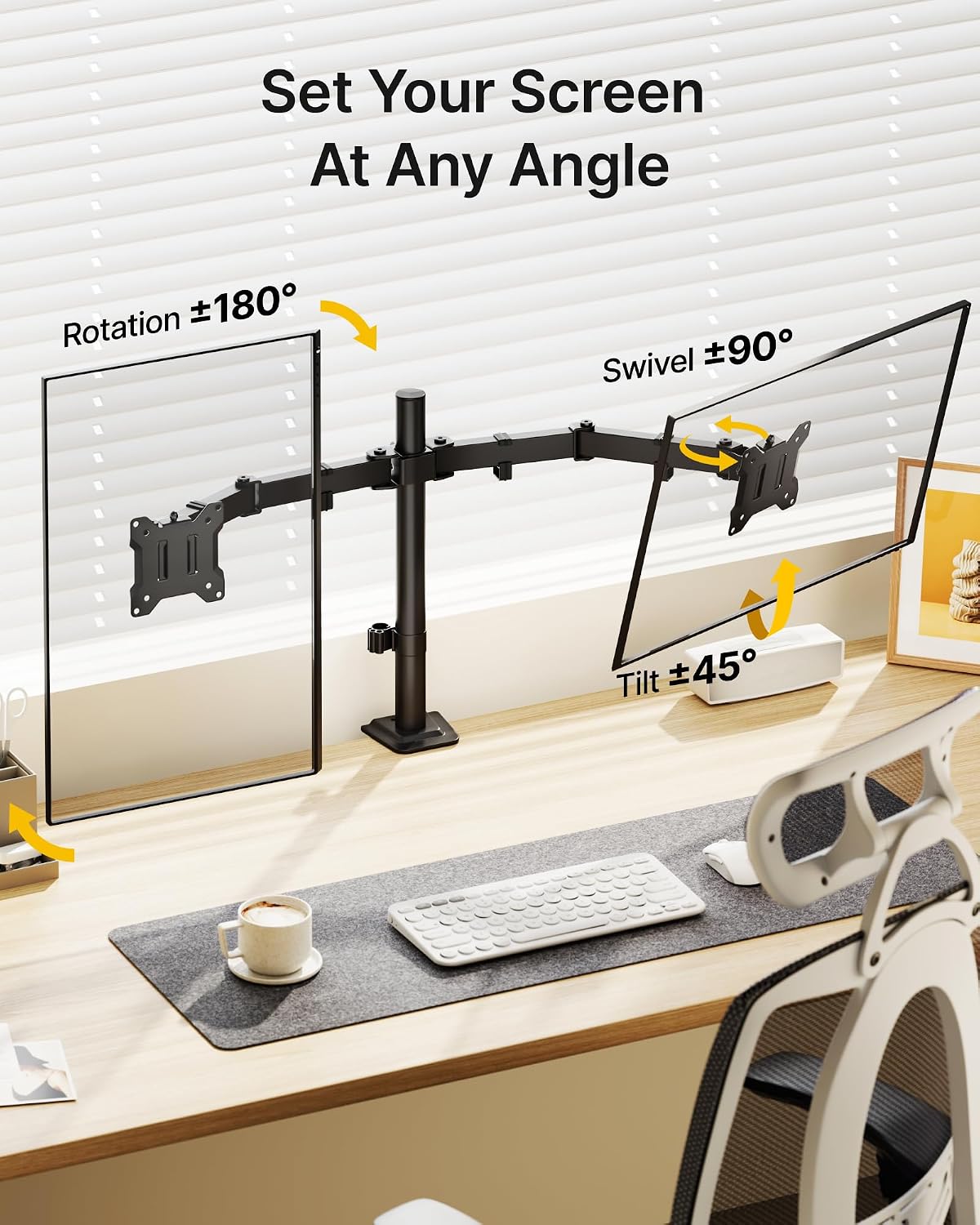 Heavy‑Duty Dual‑Screen Monitor Stand