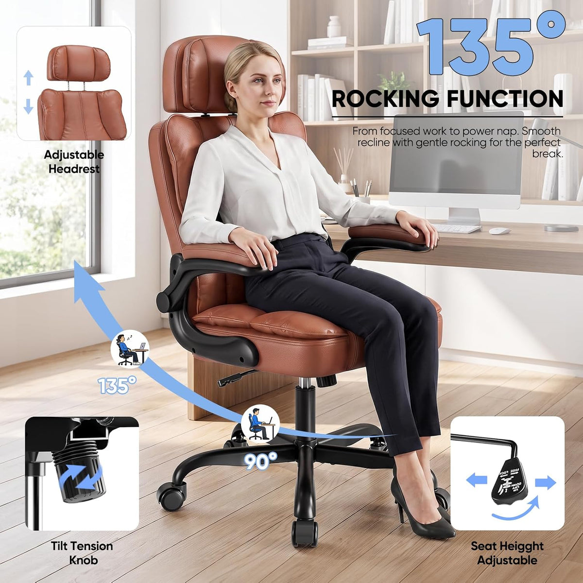 Adjustable High‑Back Executive Office Chair