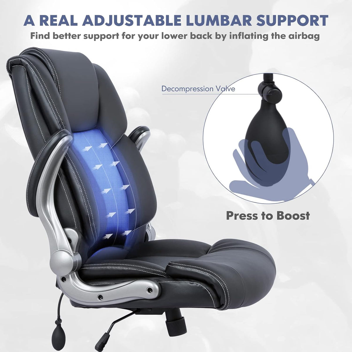 High‑Back Leather Ergonomic Swivel Office Chair