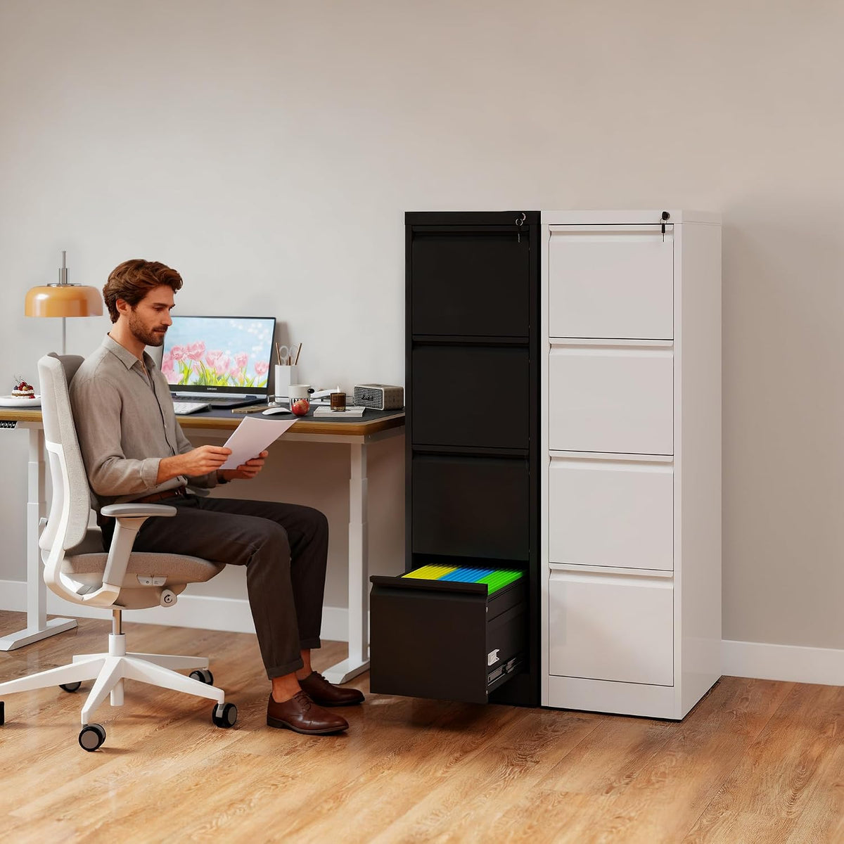 Lockable 4‑Drawer Metal File Cabinet