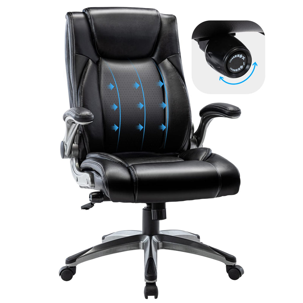 High‑Back Leather Ergonomic Swivel Office Chair