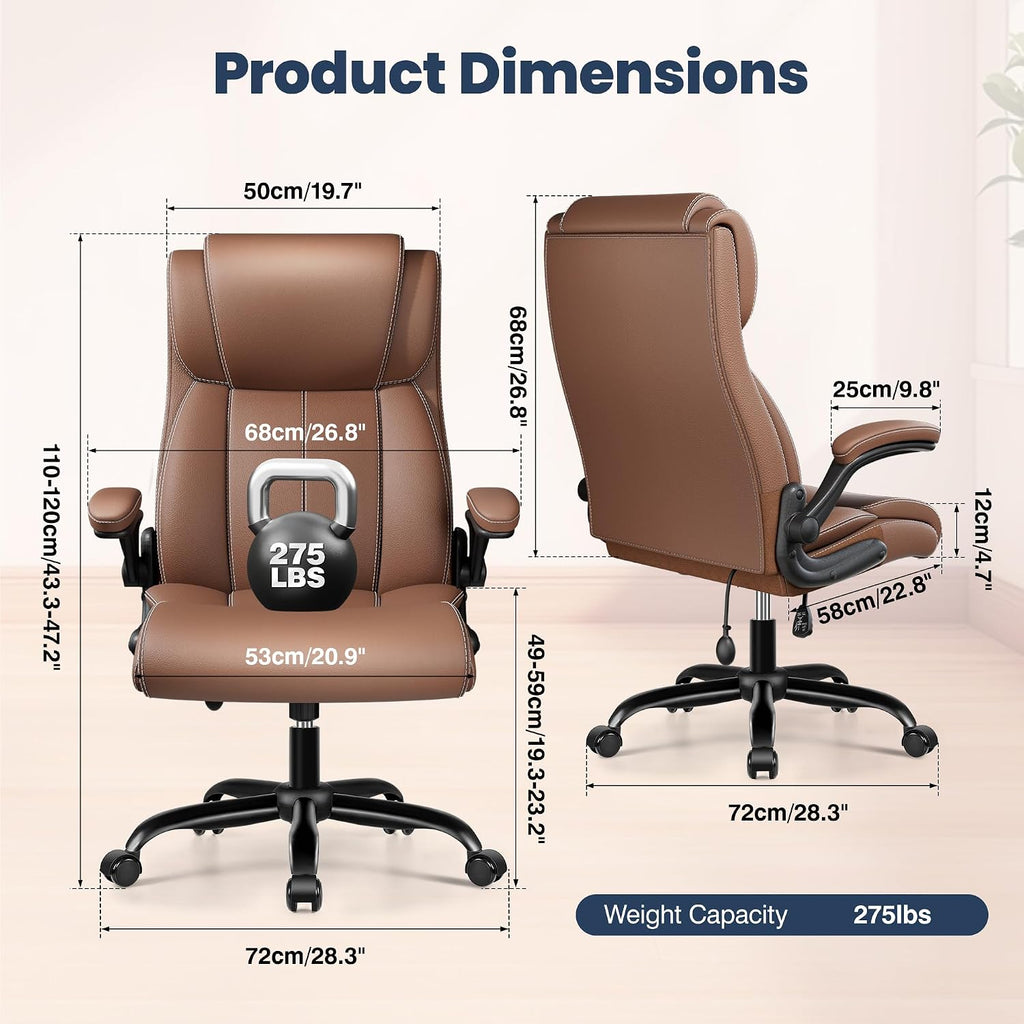 High‑Back Leather Ergonomic Swivel Office Chair