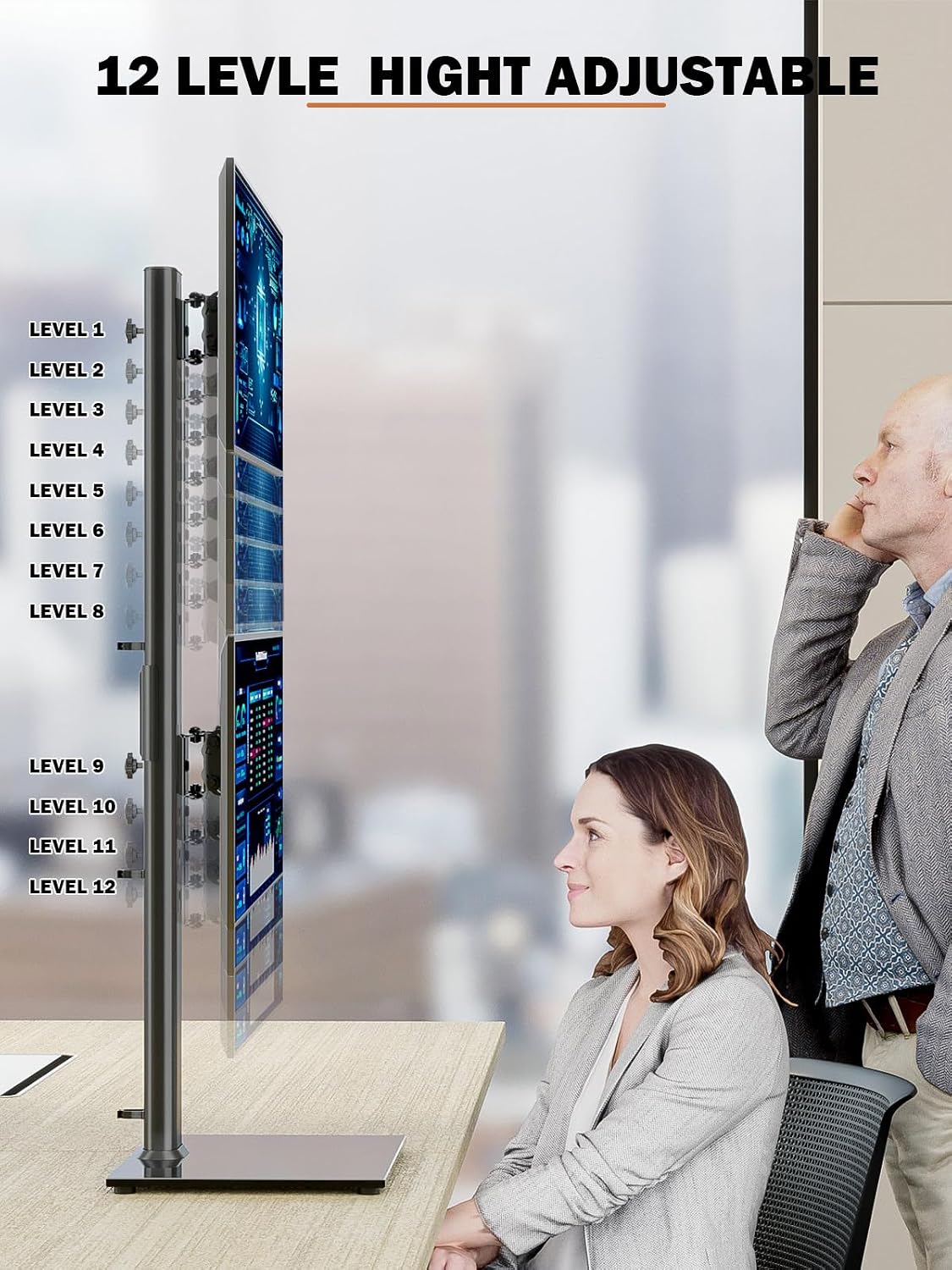 Vertical Dual Adjustable Monitor Stand