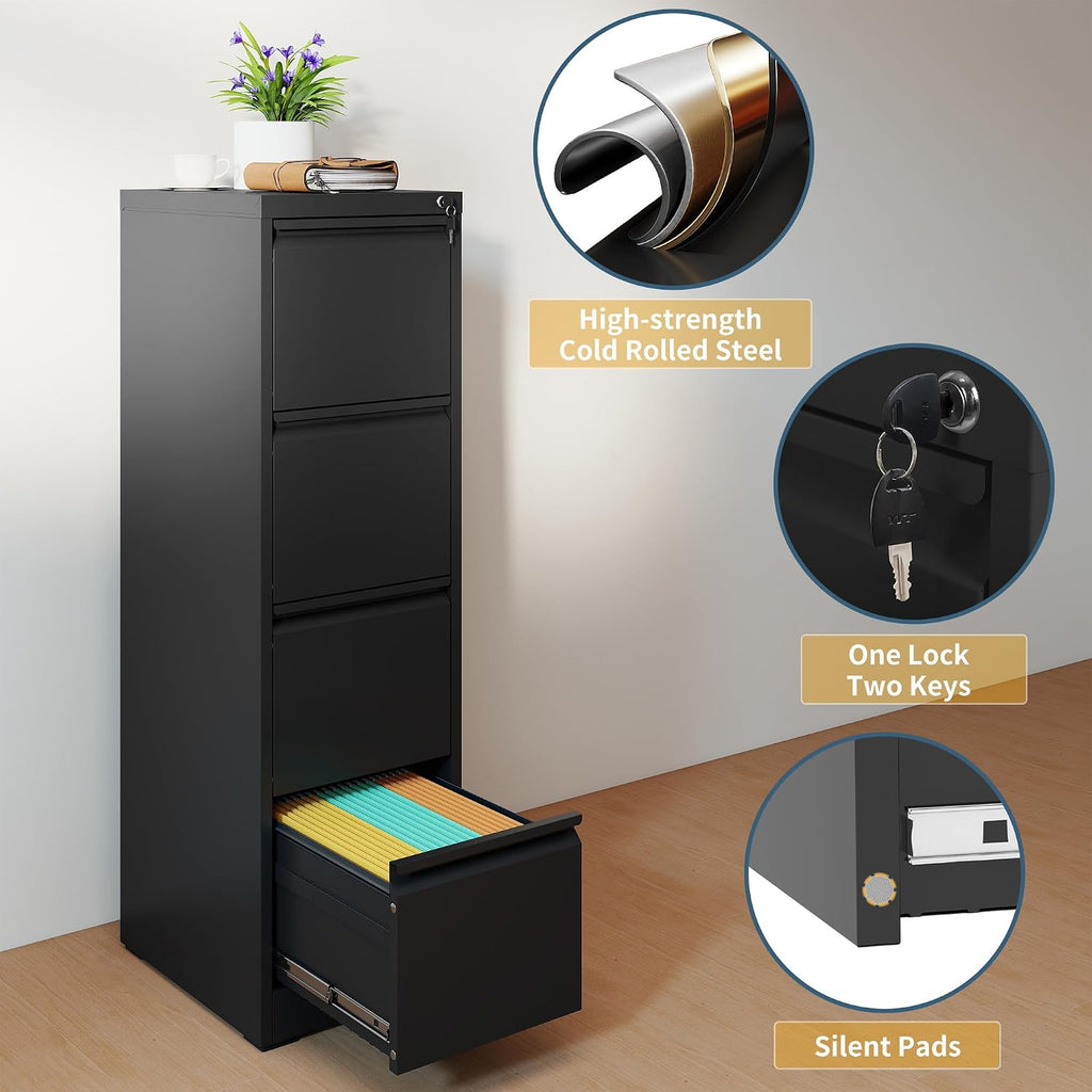 Lockable 4‑Drawer Metal File Cabinet
