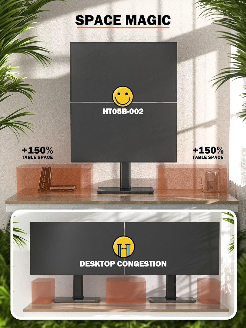 Vertical Dual Adjustable Monitor Stand