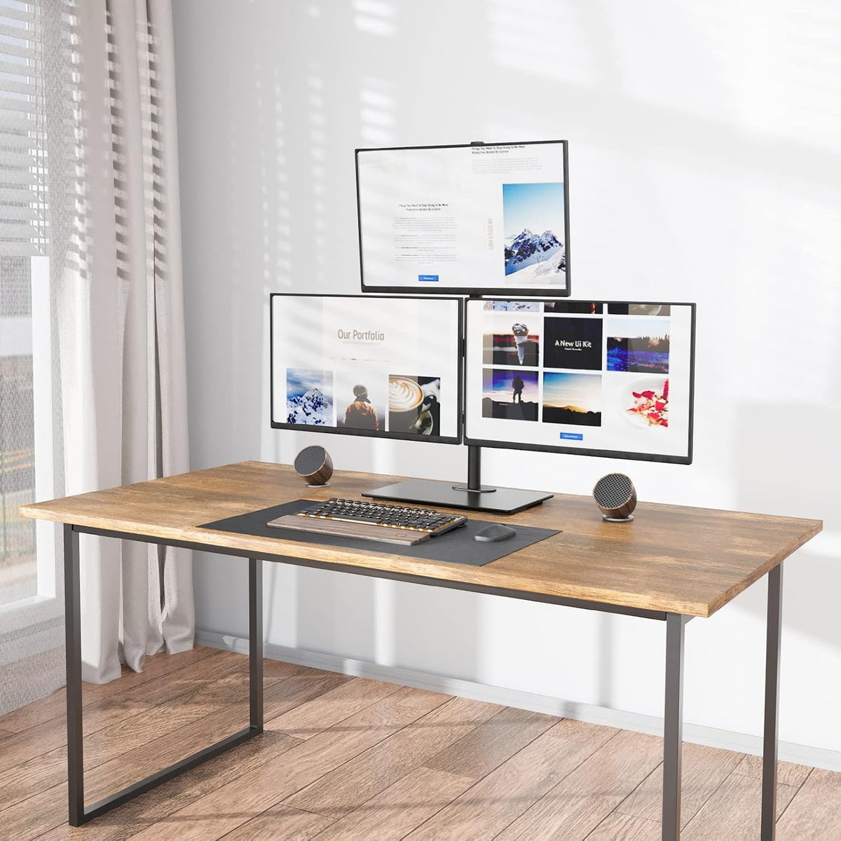 Adjustable Triple Screen Monitor Desk Mount