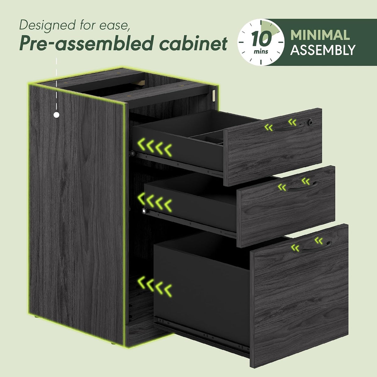 Lockable 3‑Drawer Office File Cabinet