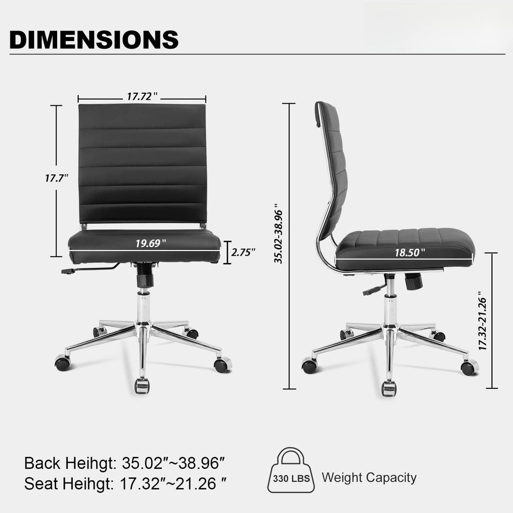 Armless Leather Ergonomic Office Chair