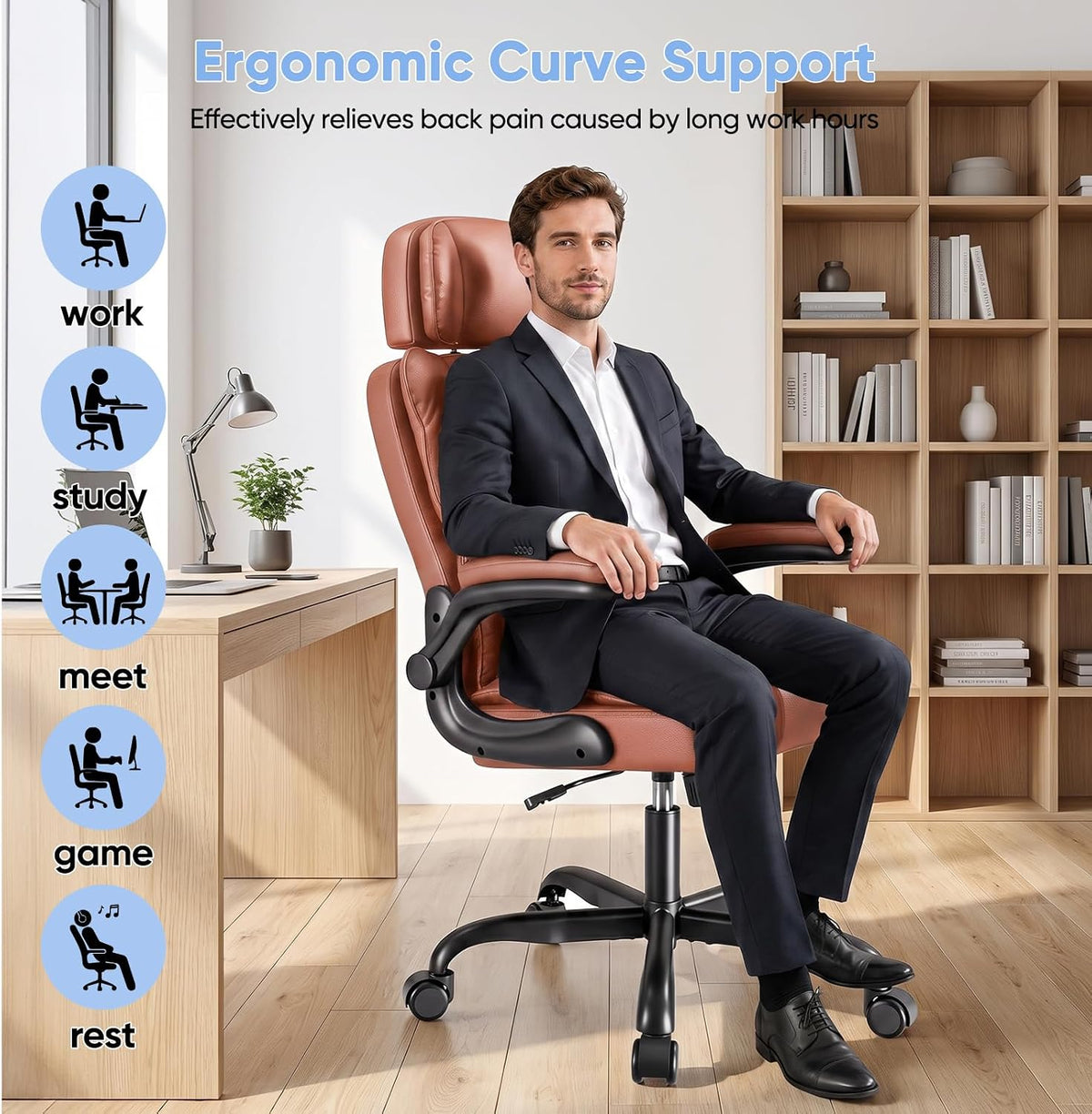 Adjustable High‑Back Executive Office Chair