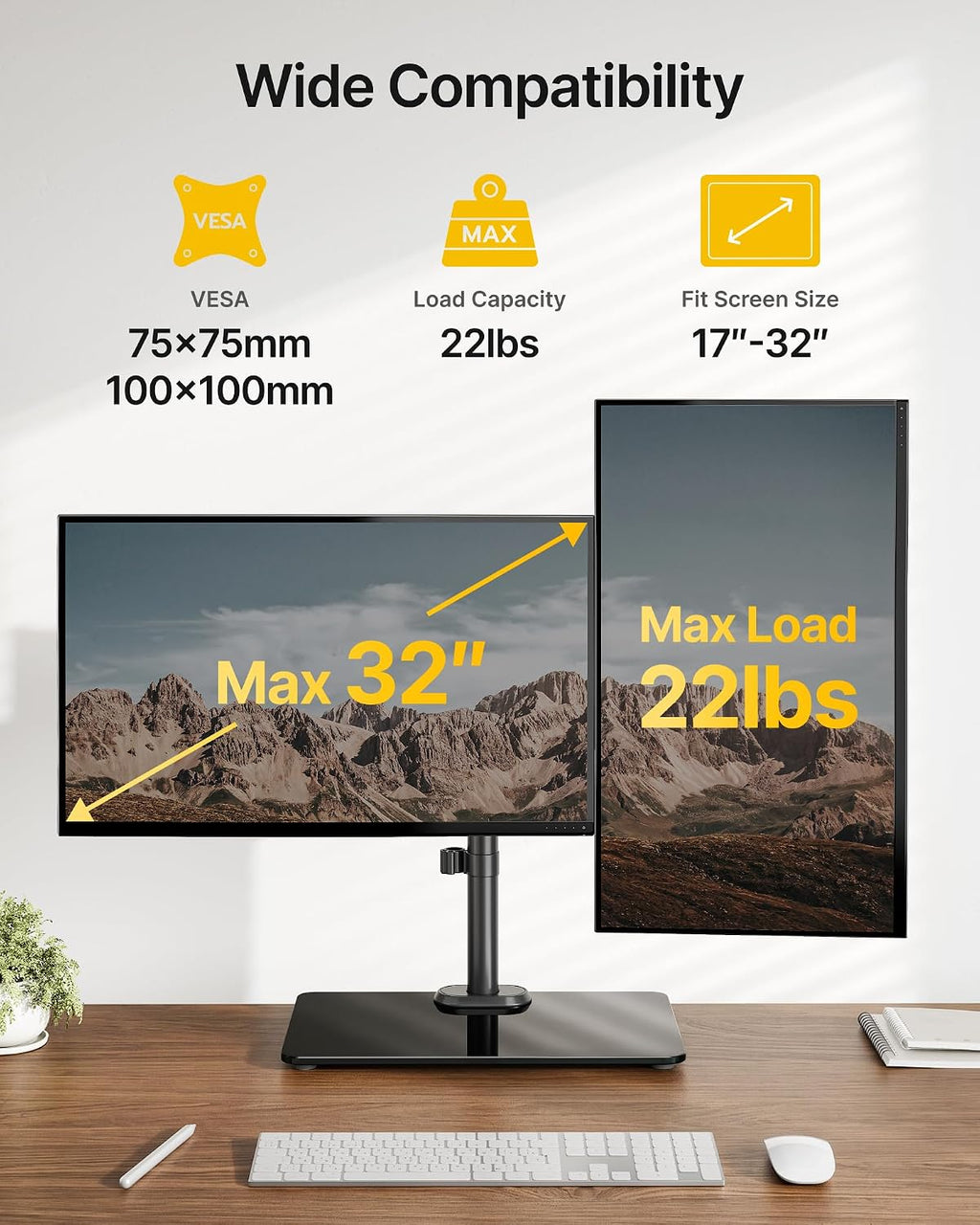 Freestanding Dual‑Screen Monitor Stand