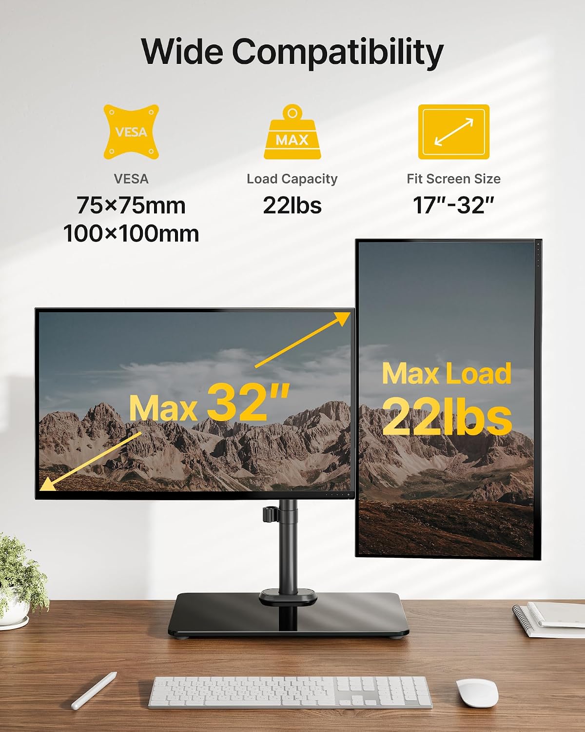 Freestanding Dual‑Screen Monitor Stand
