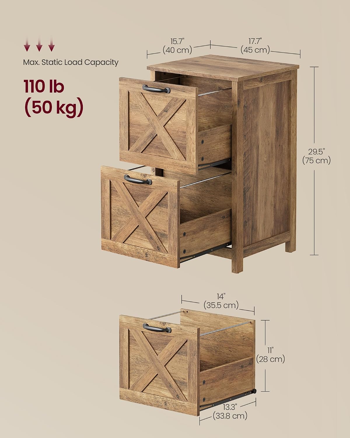2‑Drawer Home Office File Cabinet