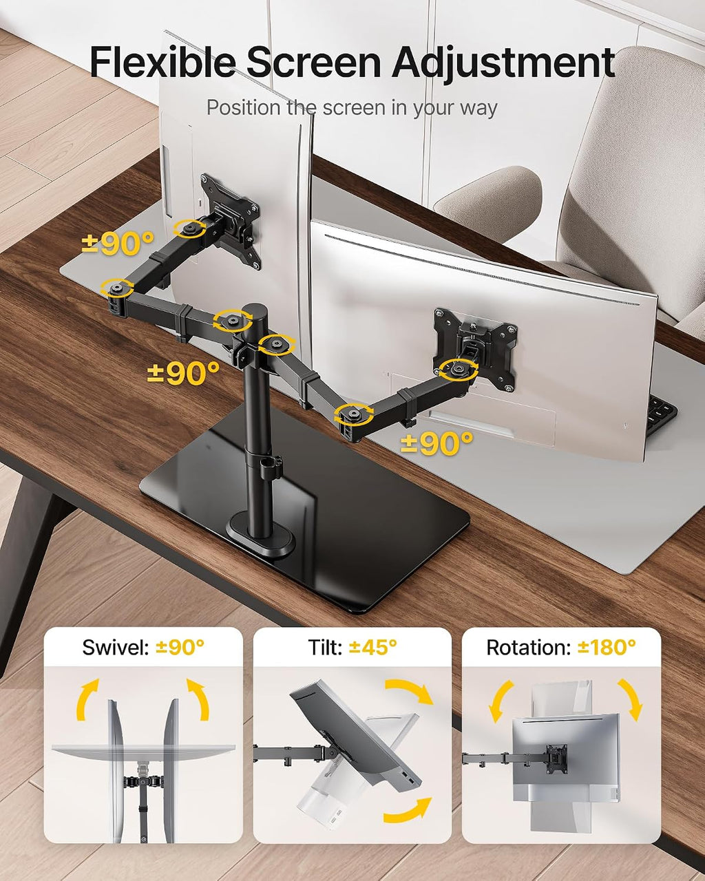 Freestanding Dual‑Screen Monitor Stand