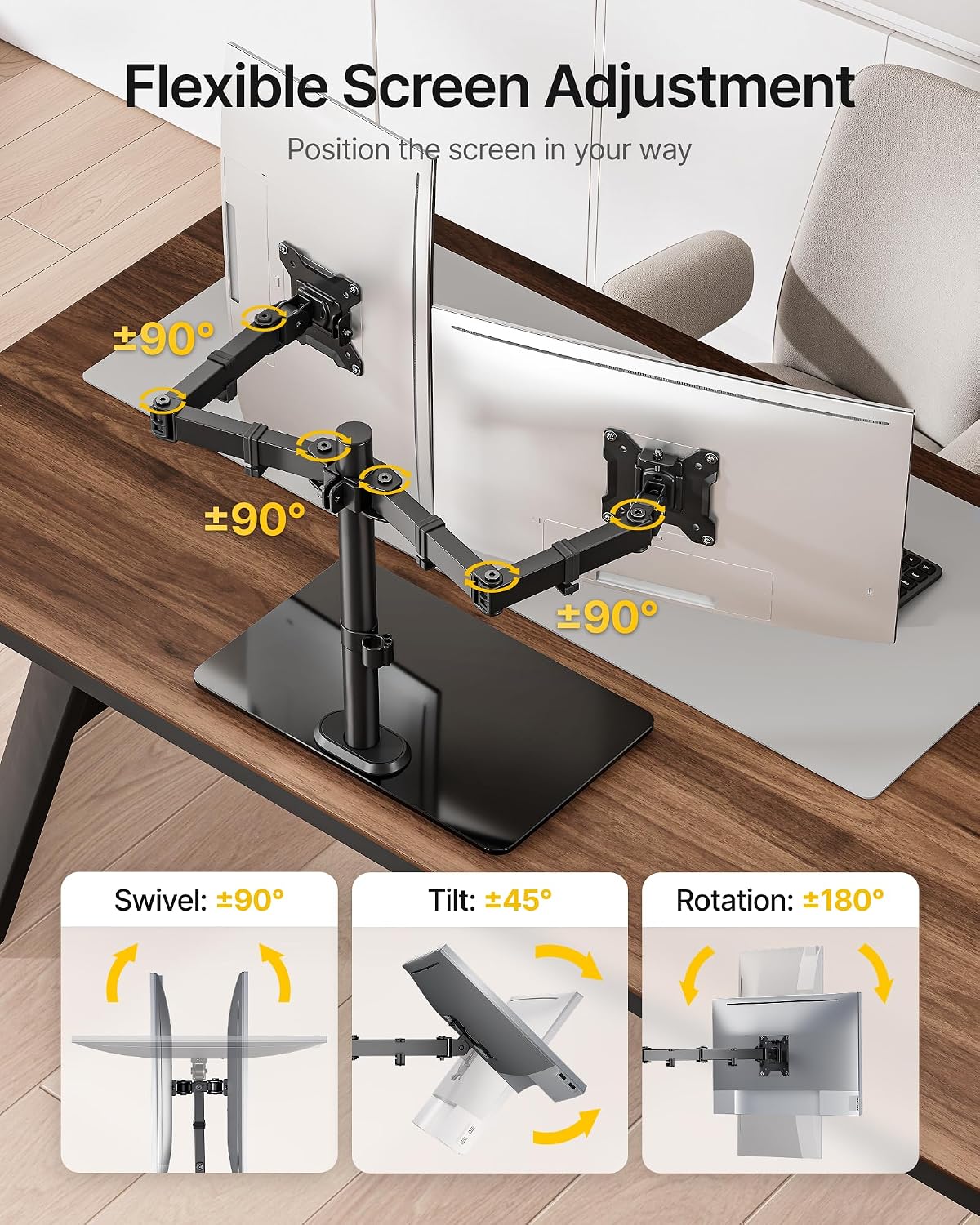 Freestanding Dual‑Screen Monitor Stand