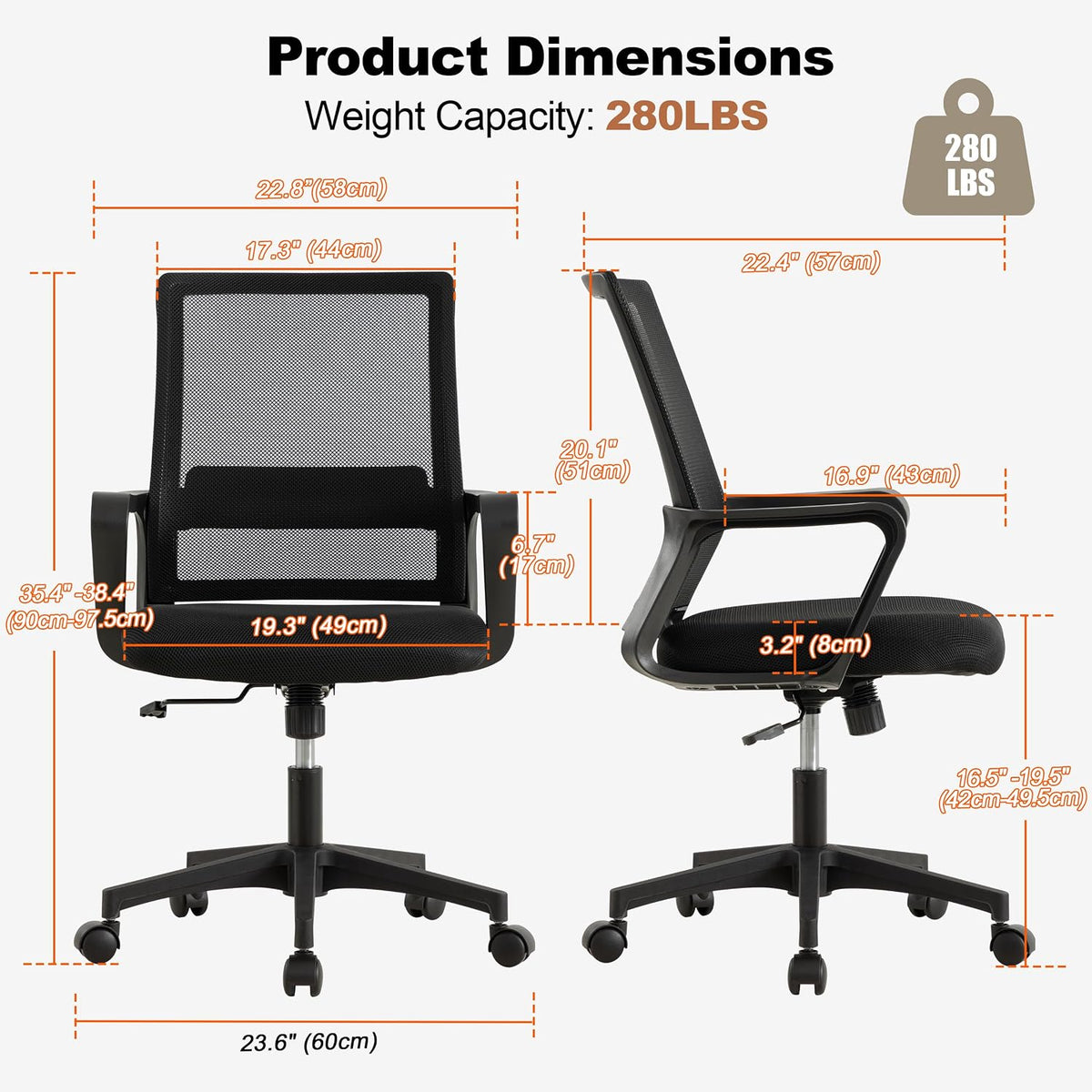 Mesh Ergonomic Swivel Office Chair Set