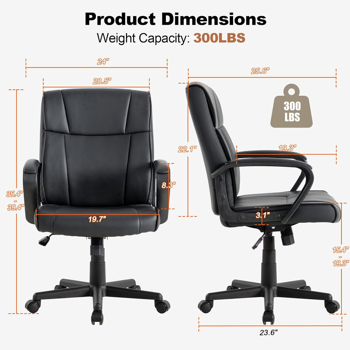 Leather Ergonomic Office Chair 2‑Pack