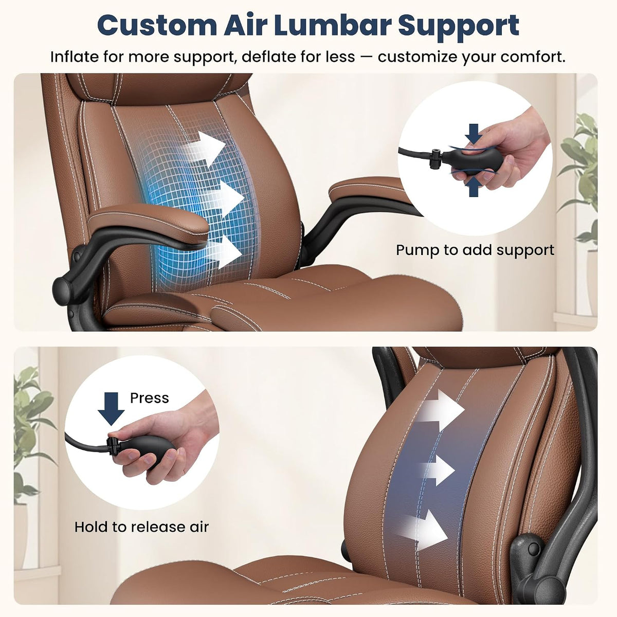 High‑Back Leather Ergonomic Swivel Office Chair