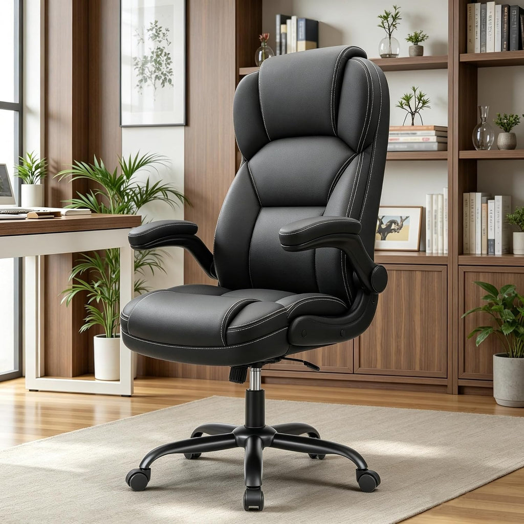 PU Leather Office Chair With Flip‑Up Armrests