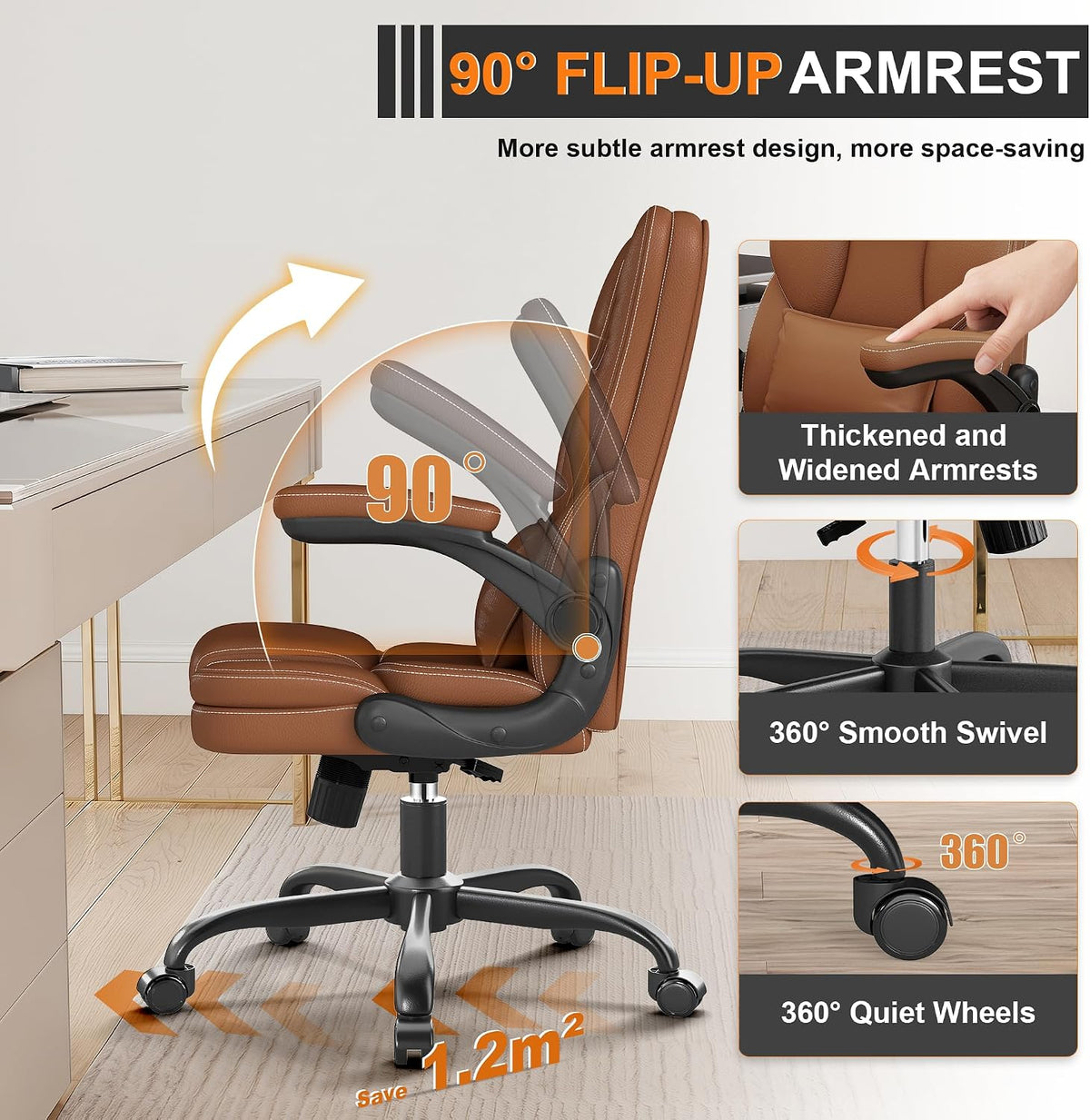 Ergonomic Office Chair With Lumbar Support Arms
