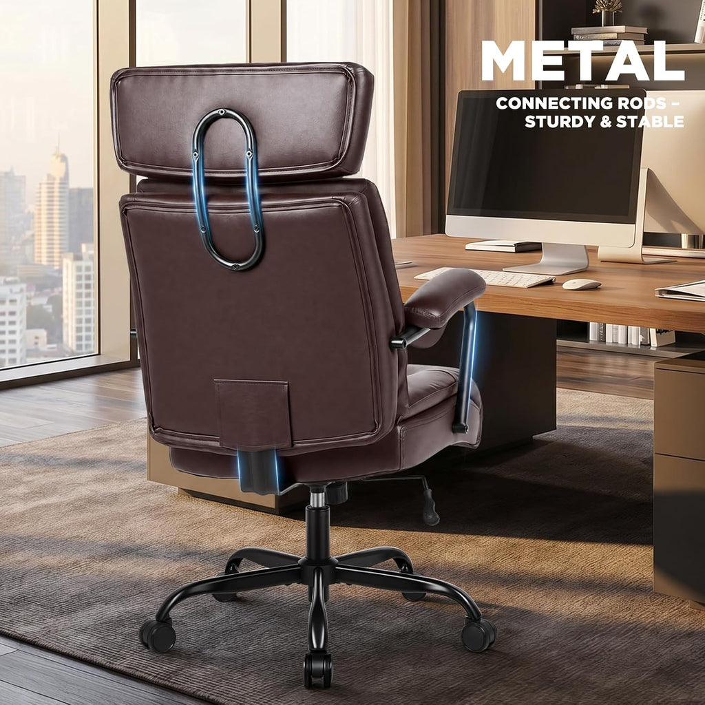 High‑Back Leather Ergonomic Office Chair