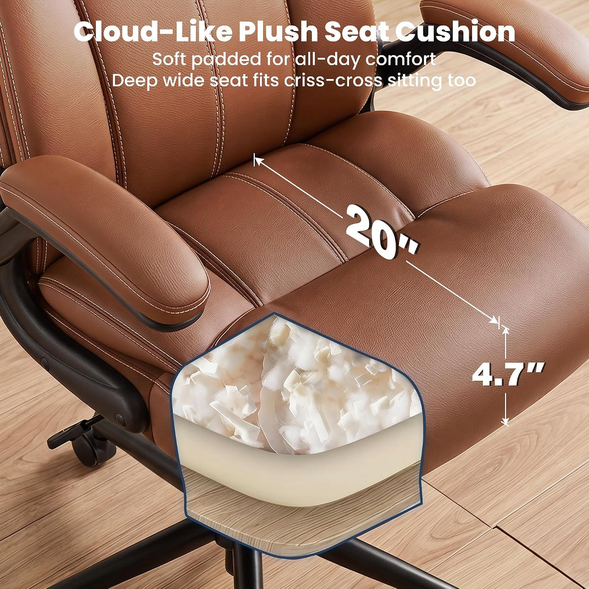 High‑Back Leather Ergonomic Swivel Office Chair