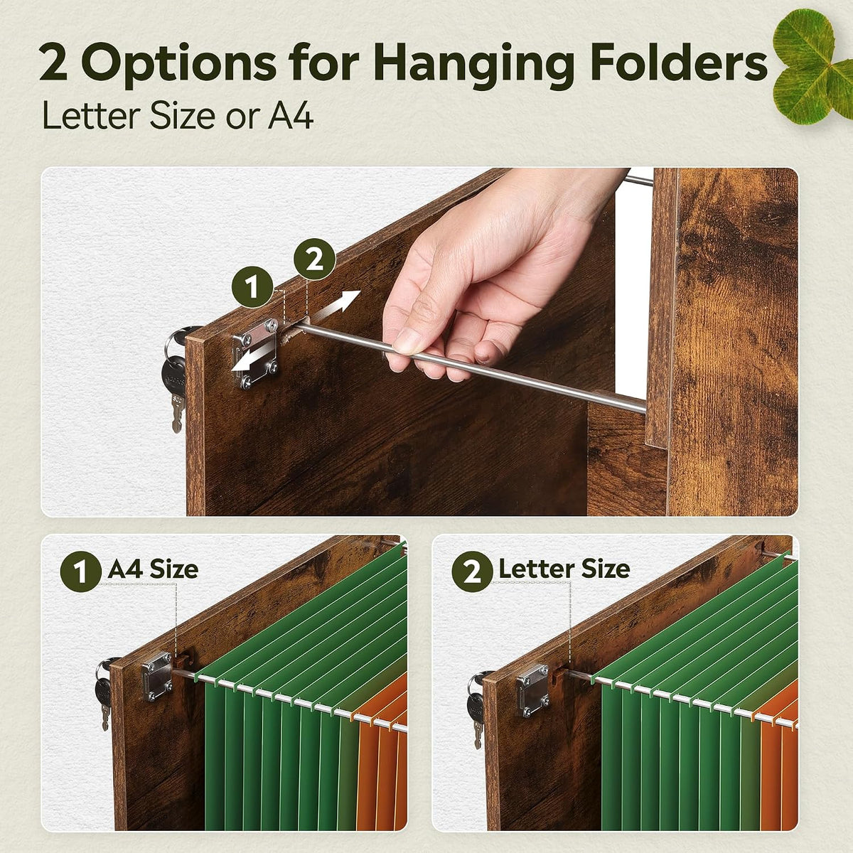 Wooden 3‑Drawer Office File Cabinet